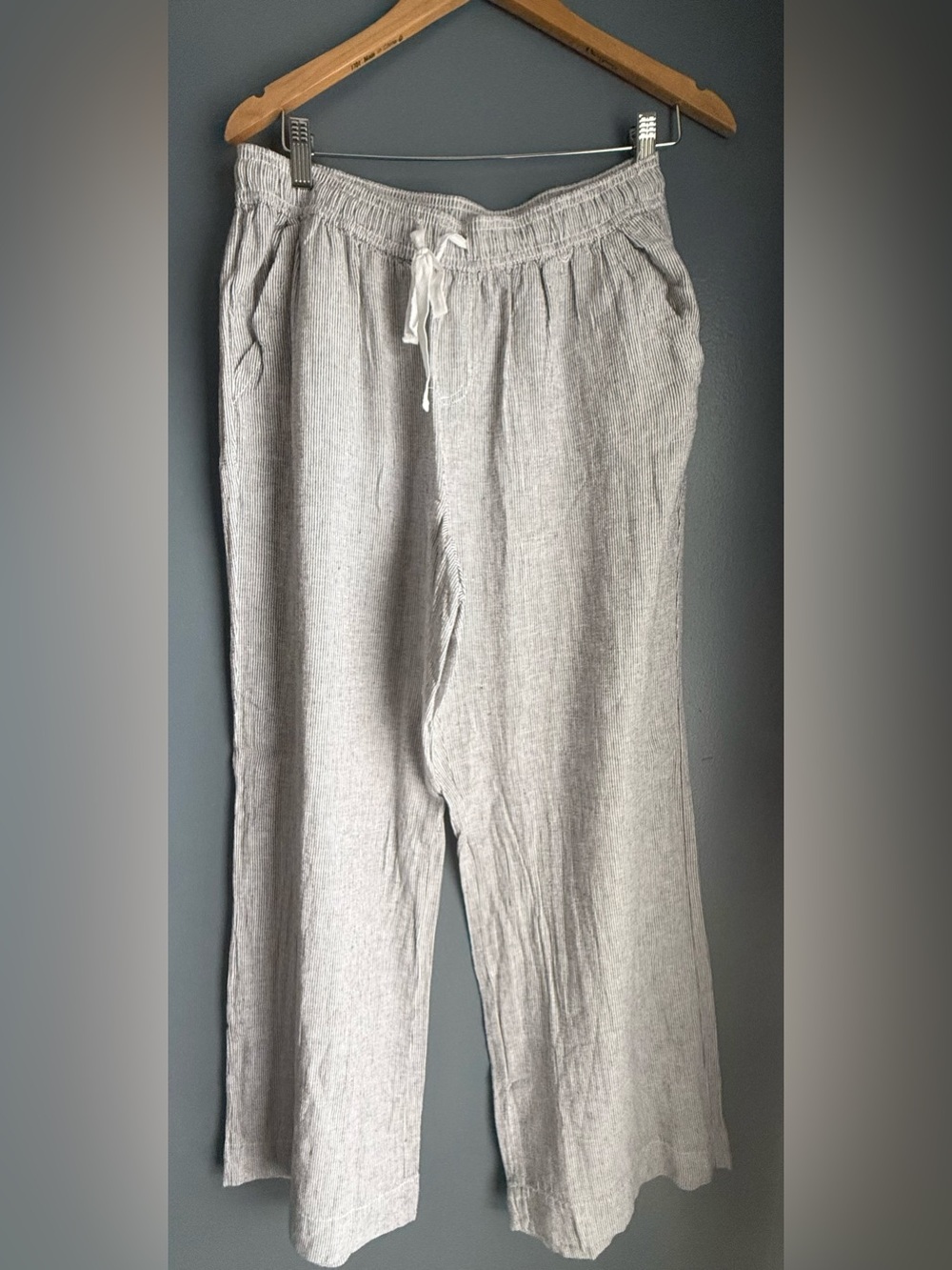 Briggs New York Light Gray Drawstring Linen Pants